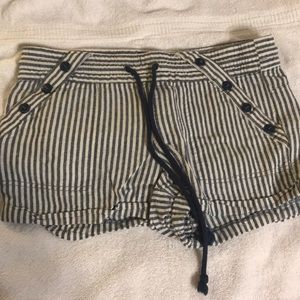 Blue/white striped shorts - size 7